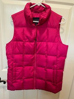 Women’s Lands End Hot Pink Quilted Puffer Vest Outerwear Medium