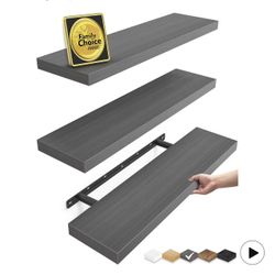 New!✨22.5x6.7 Rustic Gray Float 3 Pc Shelf Set