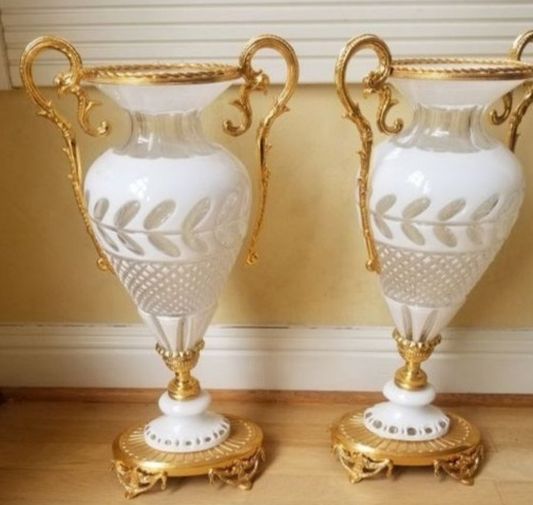 Italian Handcut Crystal Set Of 2 Vase