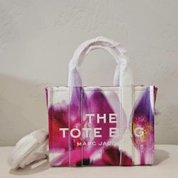 Marc Jacobs The Floral Leather Small Tote Bag - White Multi ( Origin $495 )