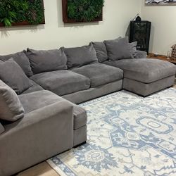 Comfy Corduroy  Grey Couch 