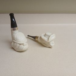 Two VINTAGE  Avon  Milk Glass  After Shave  Bottles 