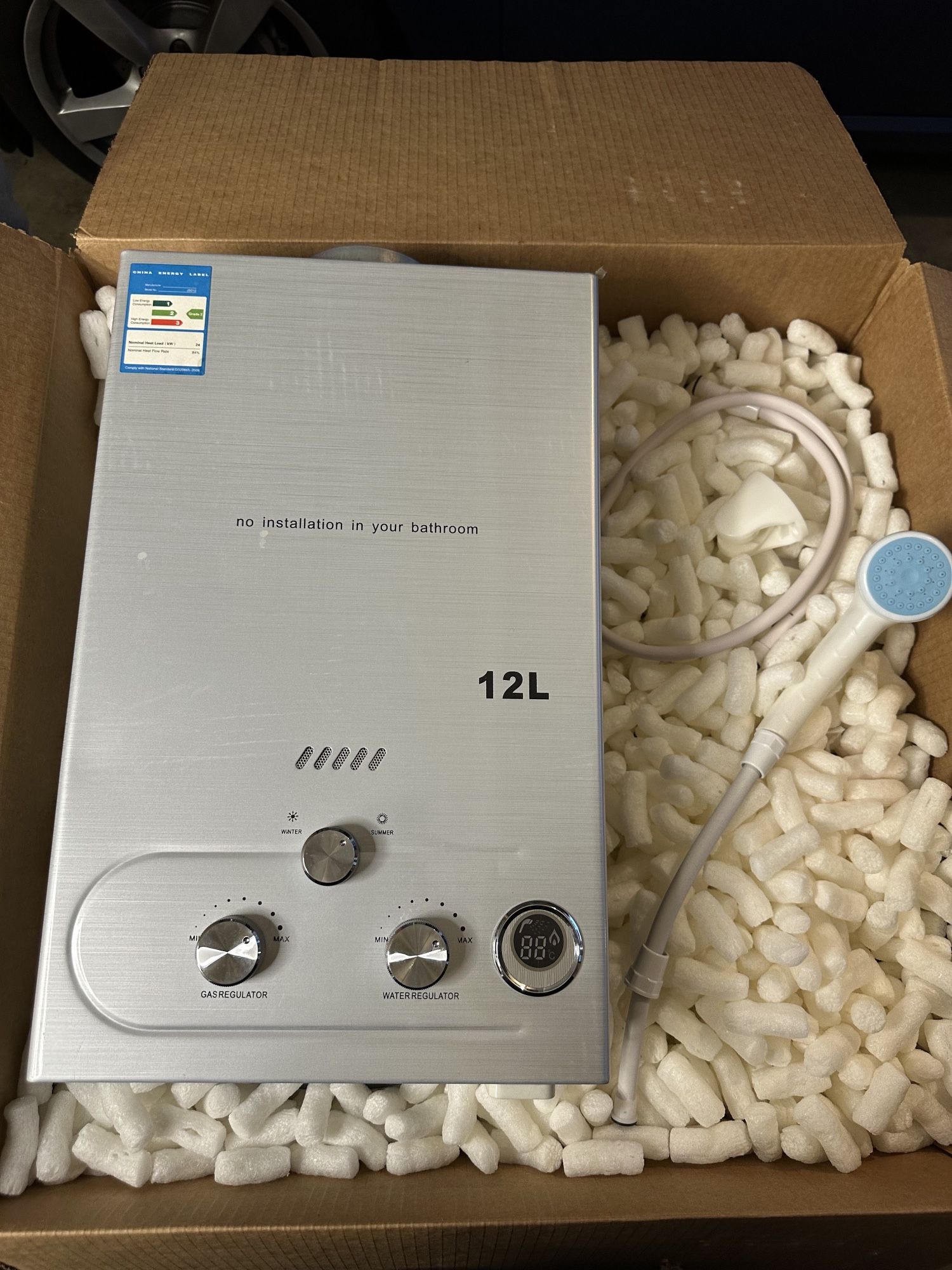 TCMT 3.2 GPM 12L Tankless Water Heater LPG Liquid Propane Gas Instant Hot Boiler with Digital Display