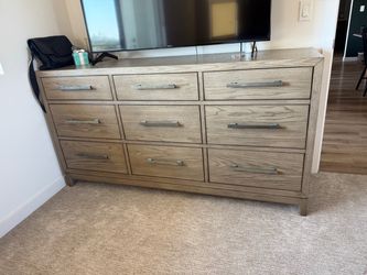 9-Drawer Wood Dresser Light Oak Finish