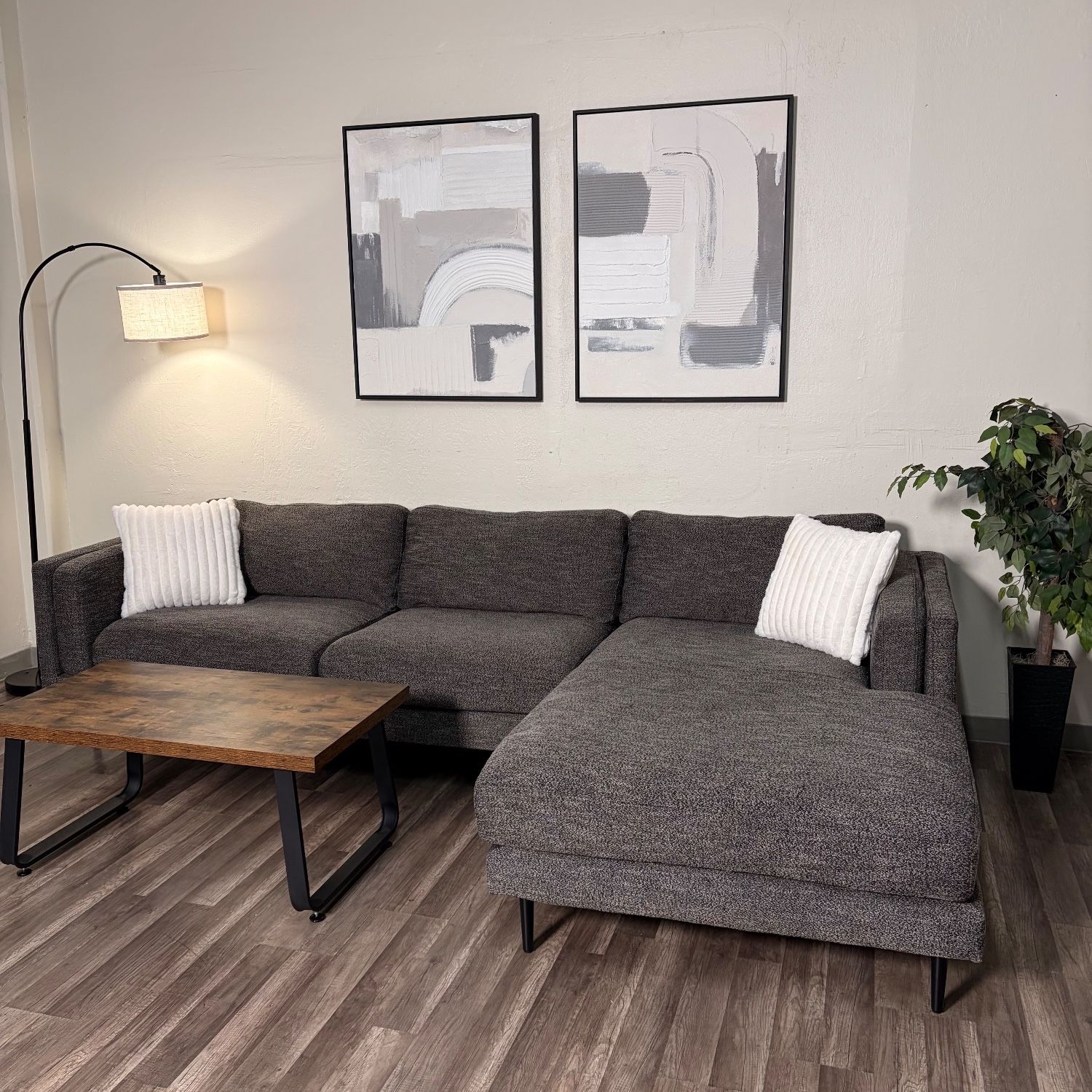 Living Spaces Gray Sectional Couch DELIVERY WITHIN A WEEK