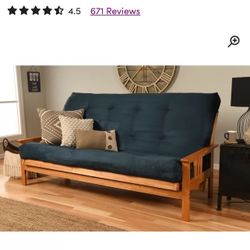 🌟 Behold the Majesty of the Suede Blue Microsuede Futon! 🌟