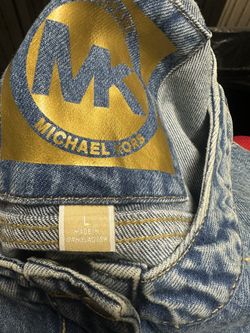 Michael Kors Blue Cropped Denim Jacket with Classic Stitching