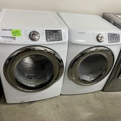 SAMSUNG WHITE WASHER AND GAS DRYER