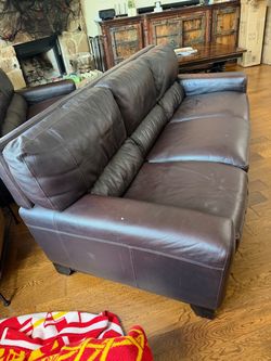 Dark Brown Leather 3-Seat Sofa