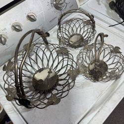 Vintage Godinger Silver Plated Serving Baskets Set of 3