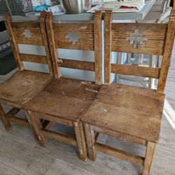 6 Custom Solid Iron Wood Chairs 