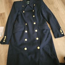 Lauren Ralph Lauren Wool Pea Coat Womens  Black Double Breasted Jacket 