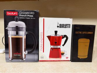 New Coffee Bundle – Bodum, Bialetti & Electric Grinder
