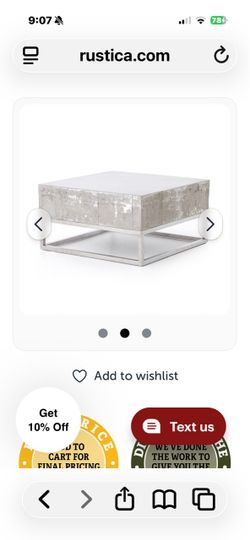 Modern chrome concrete coffee tables