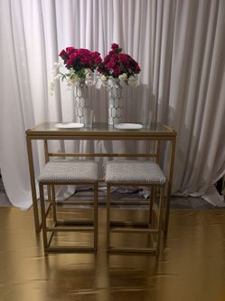Perfect gold and silver 3-piece bar table set