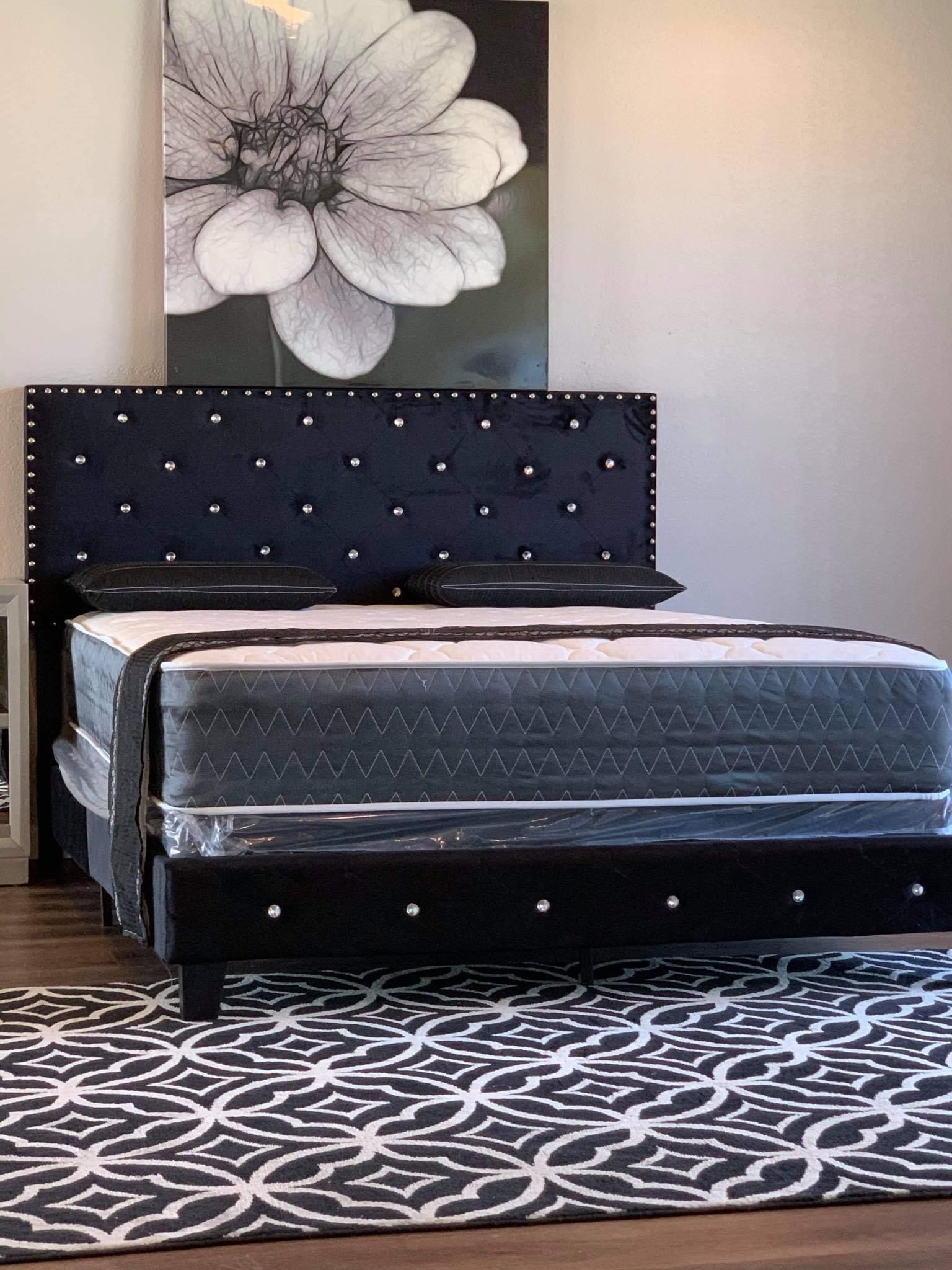 Brand New Queen Size Black Bed Frame With New Mattress Set/Fast Delivery
