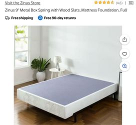 Zinus 9" Metal Box Spring with Wood Slats, Mattress Foundation, Full