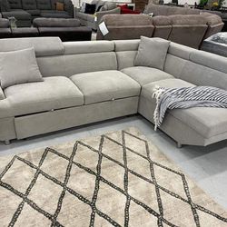 Gray pull out sleeper sectional - Foreman 