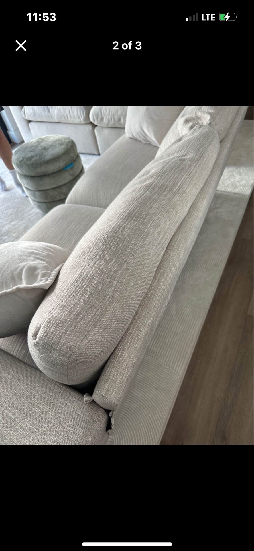 Noble House Cadyn Fabric 3 Seater Visit > Sofa, Beige and Silver