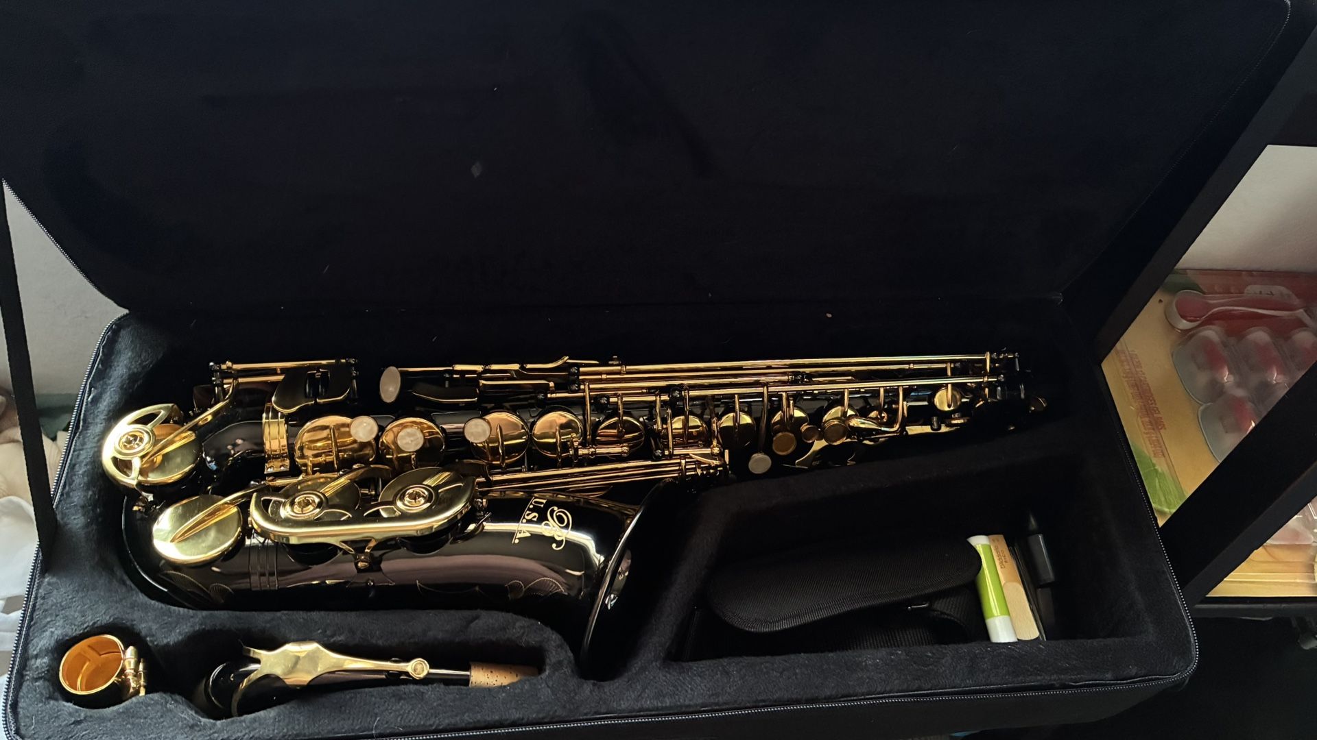 black and gold alto saxophone