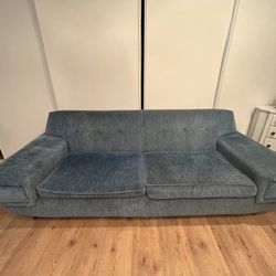 Plush Baby Blue Vintage Couch