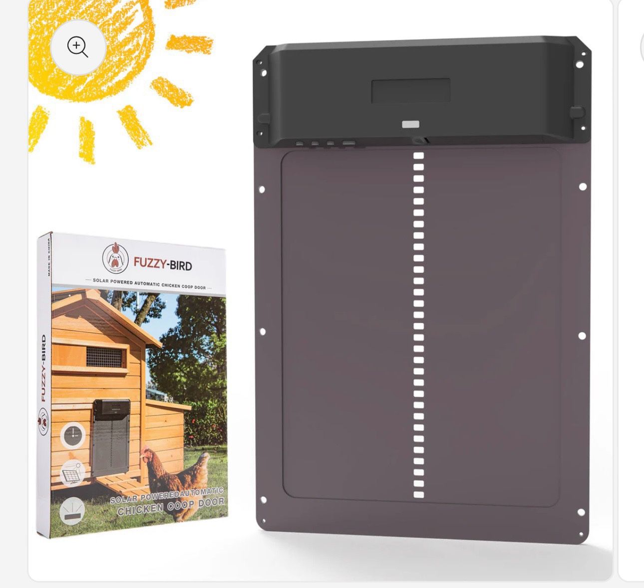 Fuzzy Bird Solar Powered Automatic Chicken Coop Door Full Aluminum Door