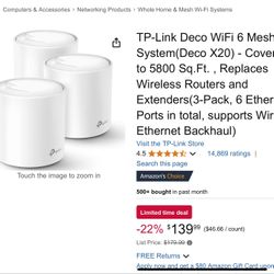 TP-Link Deco X20 Mesh WiFi 6 AX1800