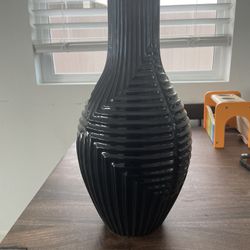 Black Flower Vase, Tribal Vase, Tall Vase