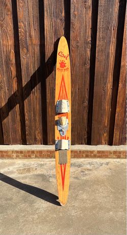 *Vintage Wooden Water Ski with Binding & Original Rope with Handle - “1960s”