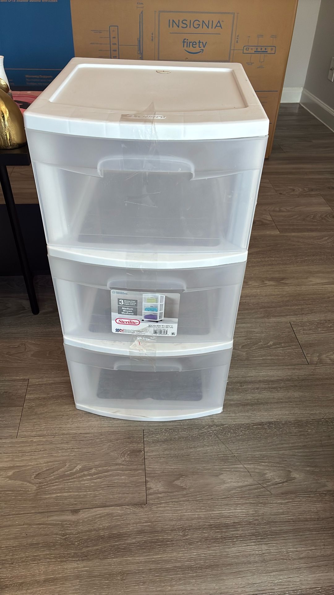 Sterilite 3 Drawer Cart, Clear Plastic Storage Drawers, Wheels Included, White
