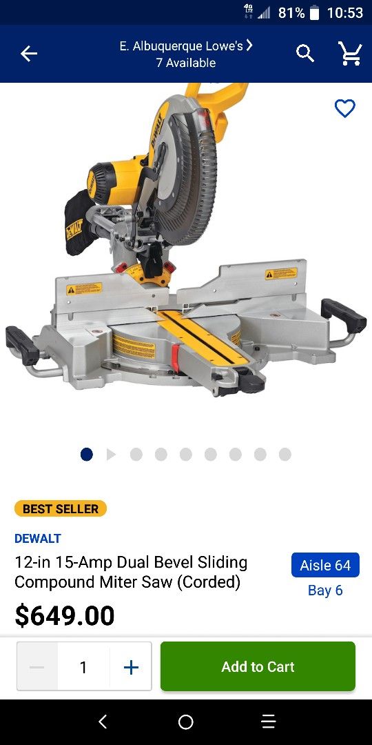 New Dewalt 12in 15amp Sliding Miter Saw