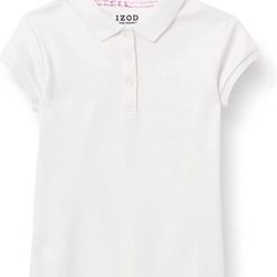 IZOD Girls' School Uniform Short Sleeve Interlock Polo