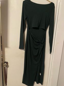 Dark Green Long Sleeve Midi Dress
