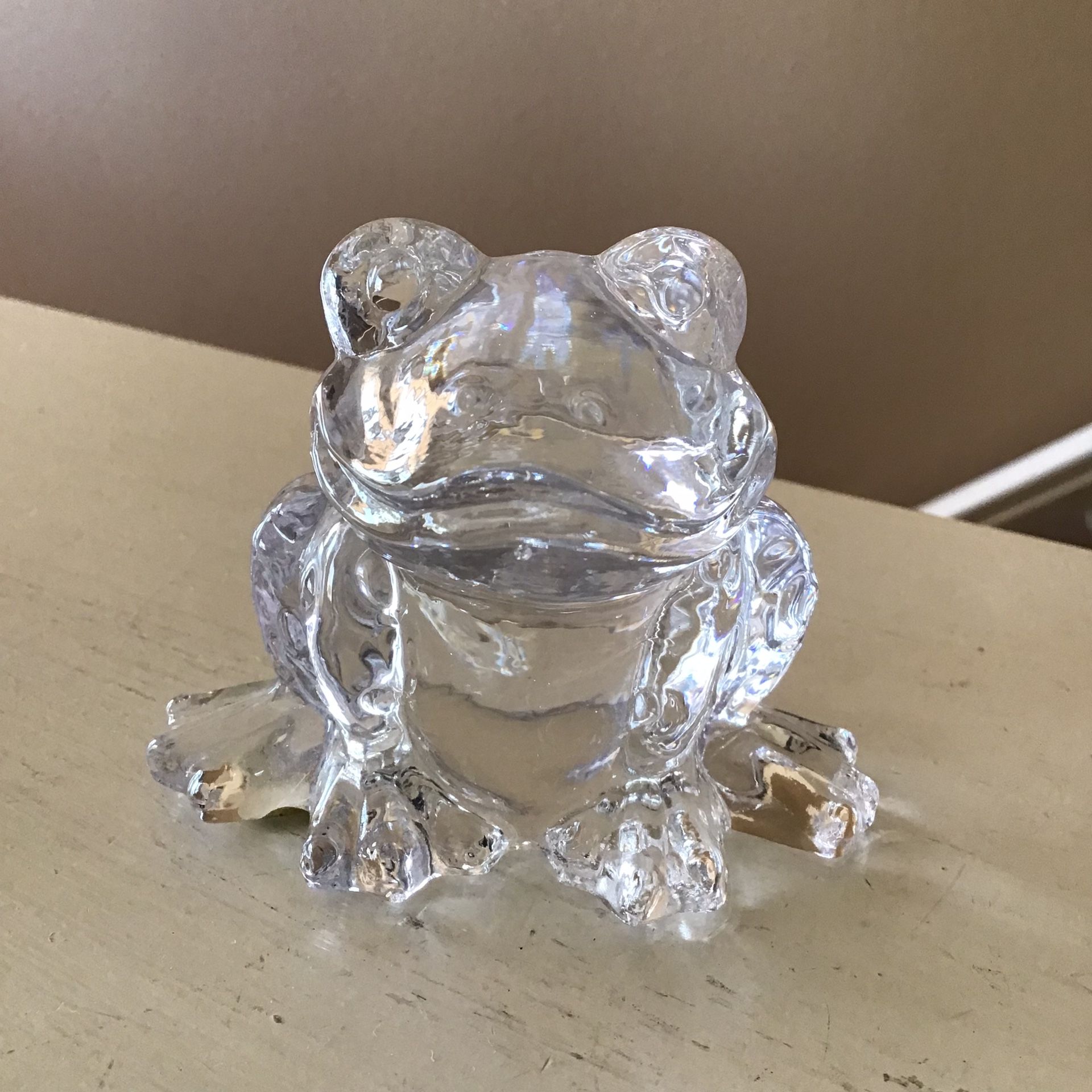 Vintage 24% Full Lead Crystal Frog Figurine