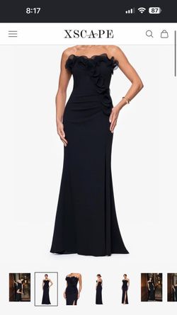 "KIMBERLY" SCUBA CREPE CHIFFON RUFFLE STRAPLESS FLOOR LENGTH DRESS