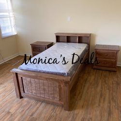 Twin Solid Wood Bed With Mattress $360