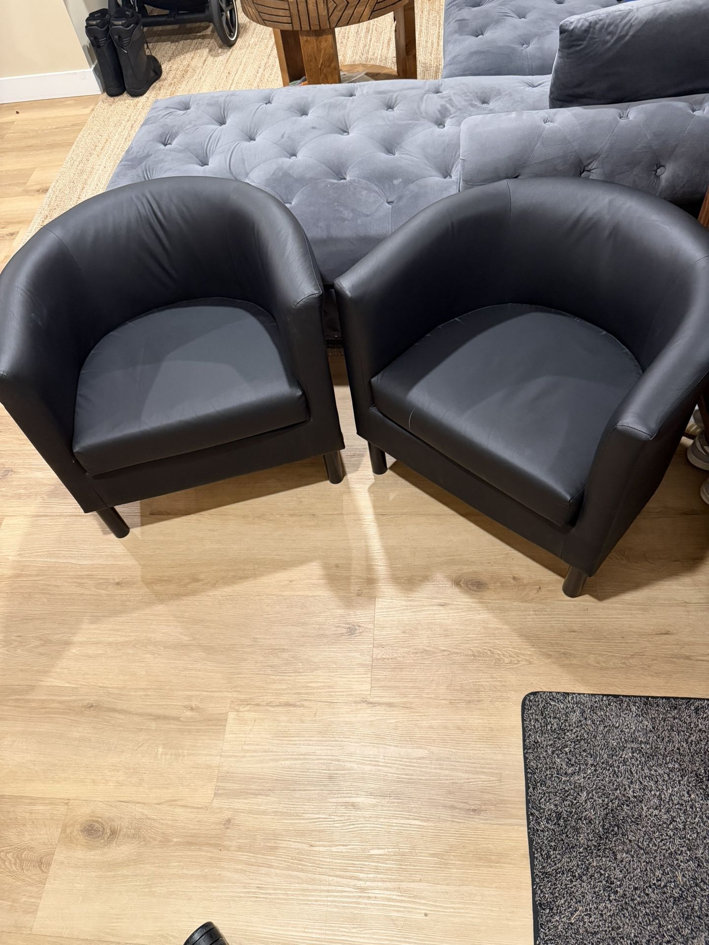 IKEA Black Faux Leather Tub Chairs – 2 pcs