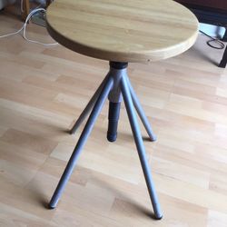 Adjustable Stool With Solid Wood Seat