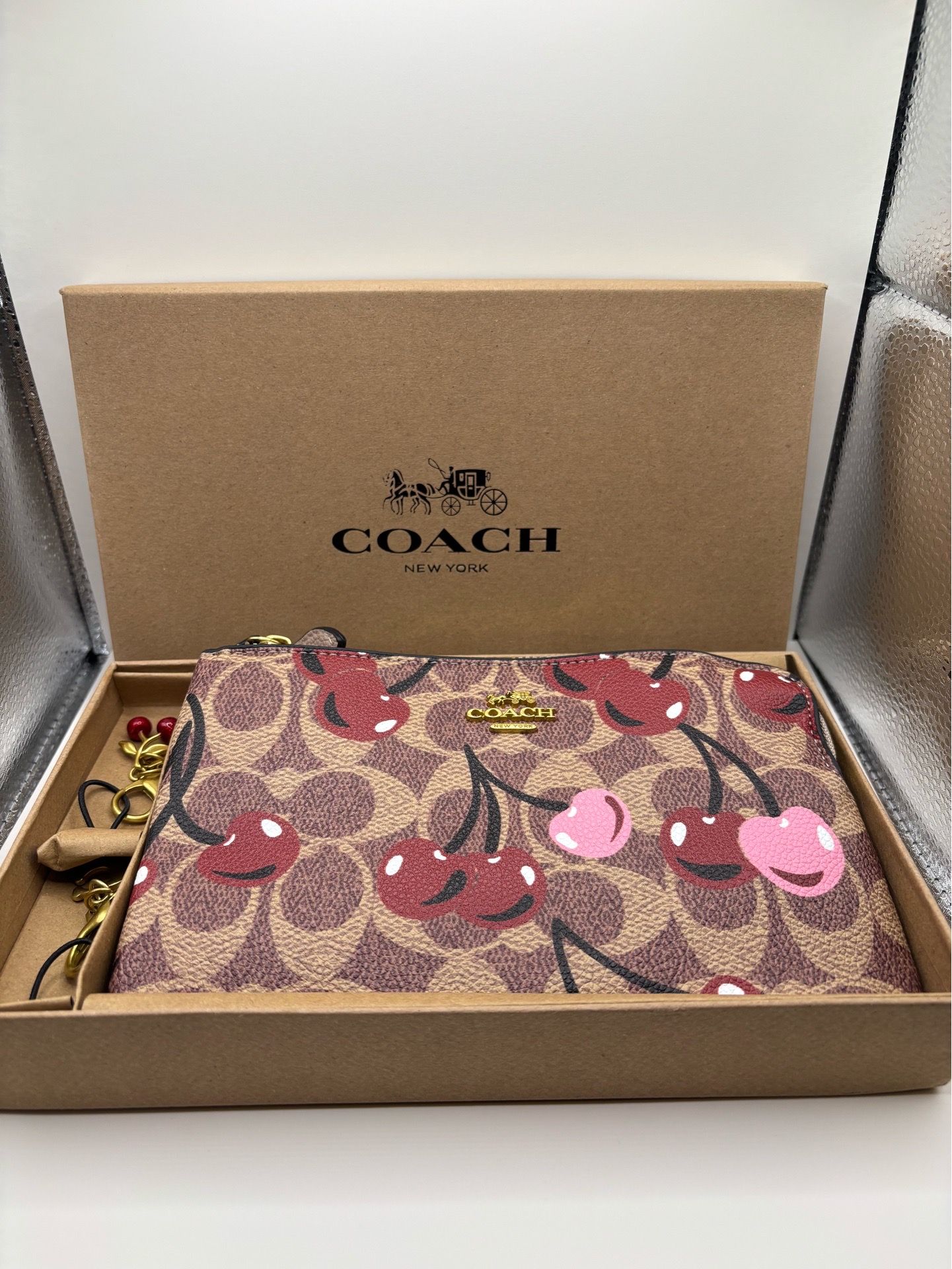 Coach double zipper wrist wallet