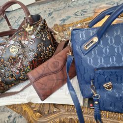 4 Beautiful purses, AND 2 wallets