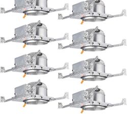 TORCHSTAR 8-Pack 6 Inch Shallow New Construction Recessed Housing, IC Rated & Air Tight Ceiling LED Downlight Can with J-Box, ETL Listed Slim/Narrow N