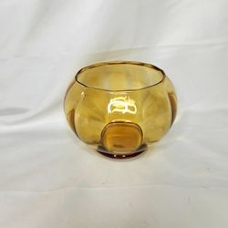 Empoli Amber Glass Footed Bowl/ Vase 4 1/2" H X 5 3/4" W . 