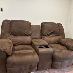  Brown Electric Two Seater Recliner 