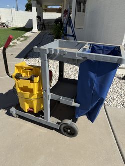 Commercial Cleaning Cart + Mop Bucket