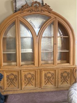 Italian Provincial Style Hutch China Cabinet