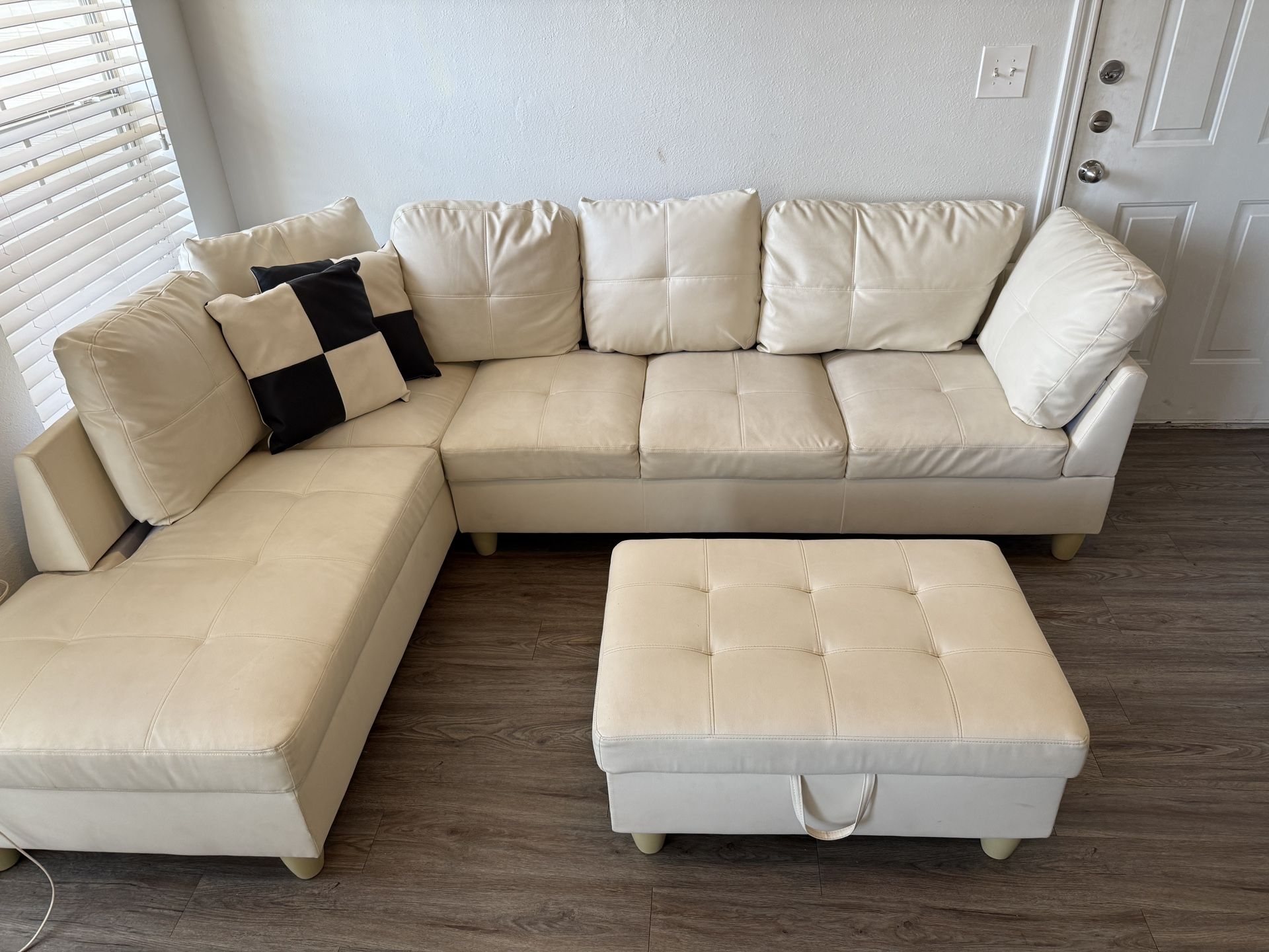 L Couch White Leather