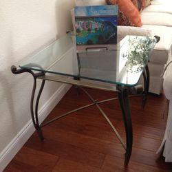30inch Glass Top Metal Base Side End Table