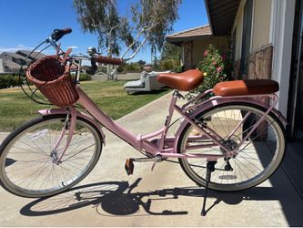 🌸Pink EISYROOD Cruiser Bike with Basket & Rear Rack