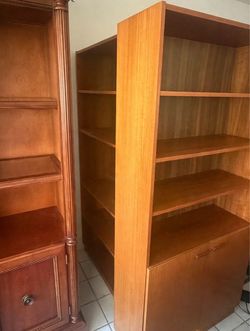 Wooden Bookcase with Cabinet Storage