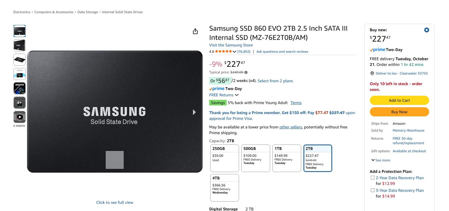 Samsung Evo 860 2 TB SSD
